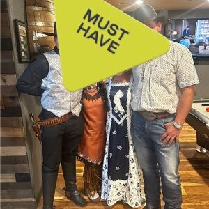 Western dress blue and white Small